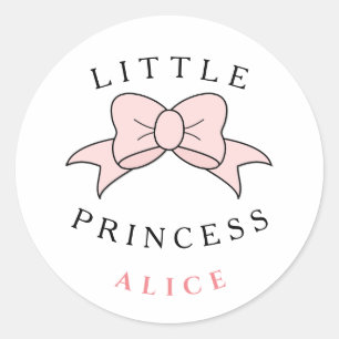 Personalised Modern Princess Baby Girl Classic Round Sticker