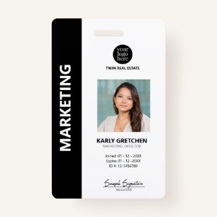 Personalised Modern Professional Employee ID Black ID Badge