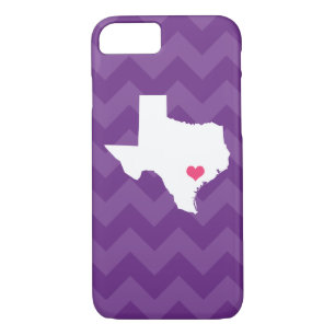 Personalised Modern Purple Chevron Texas Heart iPhone 8/7 Case