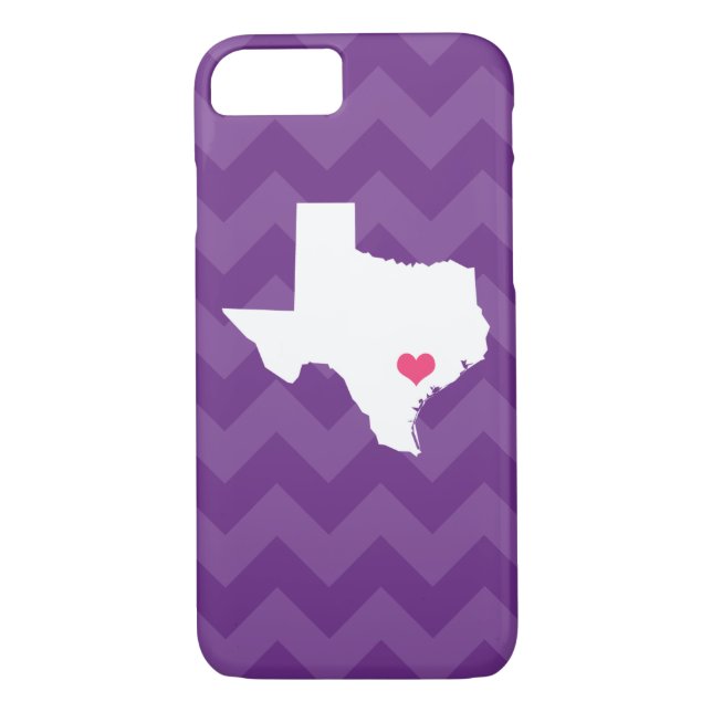 Personalised Modern Purple Chevron Texas Heart Case-Mate iPhone Case (Back)