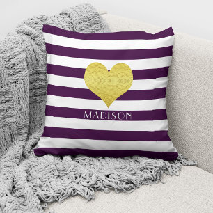 Personalised Modern Purple Stripes Pattern Cushion