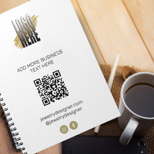 Personalised Modern QR Code and Logo Business Notebook