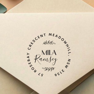 Personalised Modern Return Address Botanical Self-inking Stamp