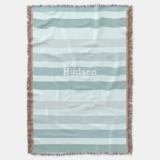 Personalised Modern Robin's Egg Striped Throw Blanket