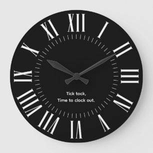 Personalised Modern Roman Numerals Black and White Large Clock
