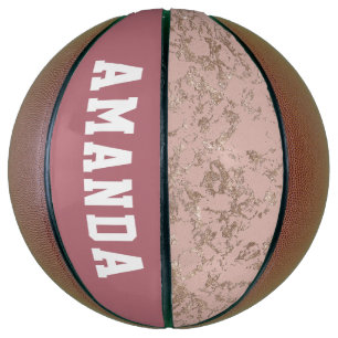 Personalised Modern Rose Gold Girl Basketball
