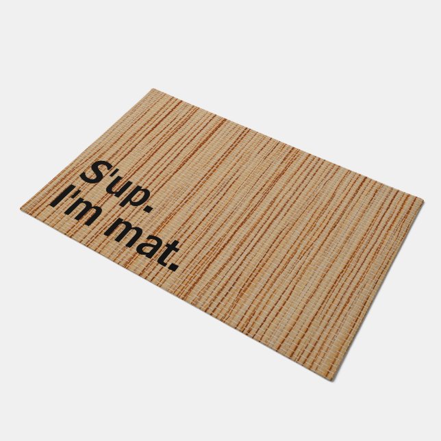 Personalised Modern Rustic S'up. I'm mat. Funny  D Doormat (Angled)