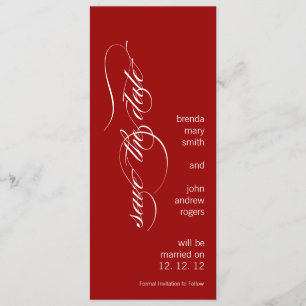 Personalised Modern Save the Date Red and White