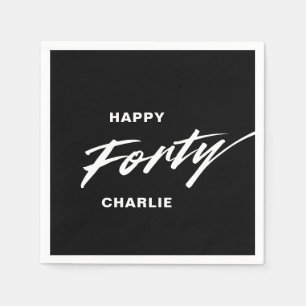 Personalised Modern Script 40th Birthday Napkin