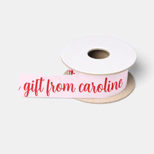 Personalised Modern Script Cute Red & Pink Gifting Satin Ribbon