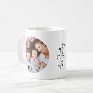 Personalised Modern Script Family Name Two Photos Coffee Mug