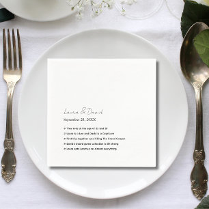Personalised Modern Script Fun Facts Wedding Paper Napkin