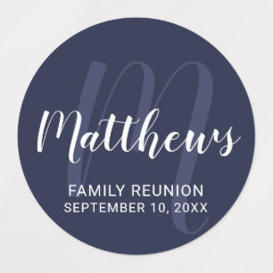 Personalised Modern Script Monogram & Family Name