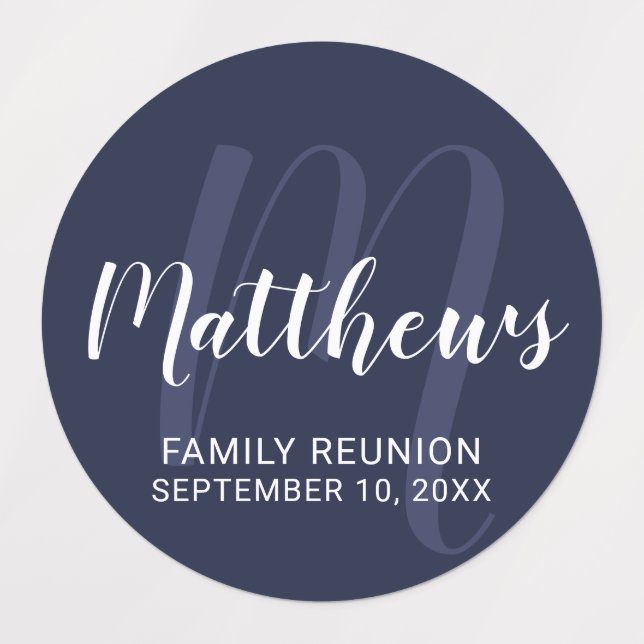 Personalised Modern Script Monogram & Family Name  (Design 1)