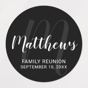 Personalised Modern Script Monogram & Family Name