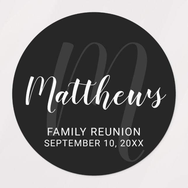 Personalised Modern Script Monogram & Family Name  (Design 1)