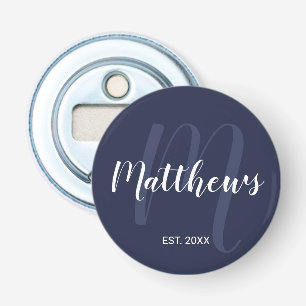 Personalised Modern Script Monogram & Family Name Bottle Opener