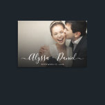 Personalised Modern Script Names wedding photo Canvas Print<br><div class="desc">Celebrate your love story with this elegant Personalised Wedding Photo Canvas, featuring your favourite photo, modern script names, and wedding date. Designed as both a beautiful wedding day decoration and lasting home decor keepsake, this stretched canvas makes a timeless addition to any space. Perfect for displaying at your ceremony, reception,...</div>