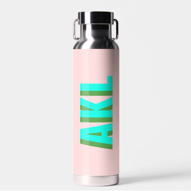 Personalised Modern Shadow Monogram Initials Water Bottle (Front)