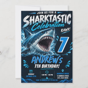 Personalised modern Sharkt Birthday Invitation
