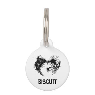 Personalised Modern Shih tzu puppy custom name Pet Tag