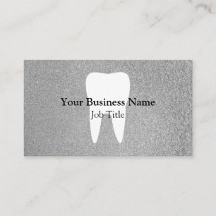 Personalised Modern Silver Glitter Dentist Tooth Business Card