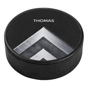 Personalised Modern Silver Metal Pattern Hockey Puck