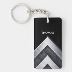 Personalised Modern Silver Metal Pattern Key Ring