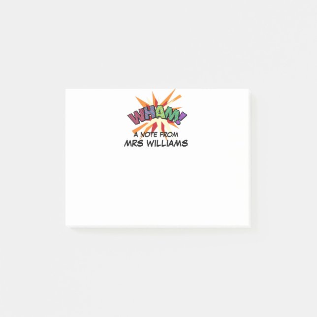 Personalised Modern Simple Comic Book WHAM Post-it Notes (Front)