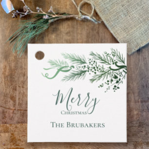 Personalised Modern Simple Greenery Christmas Gift Favour Tags