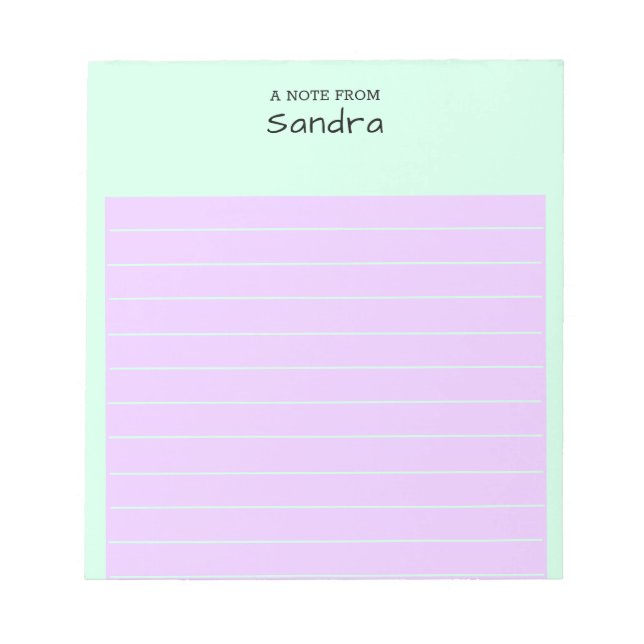 Personalised Modern Simple Pastel Coloured Lined Notepad (Front)