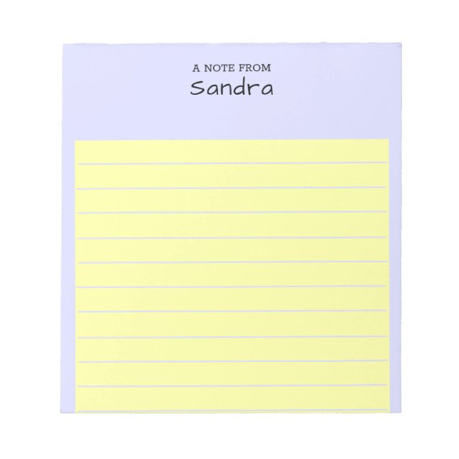 Personalised Modern Simple Pastel Coloured Lined Notepad (Front)