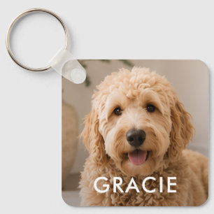 Personalised Modern Simple Pet Photo Key Ring