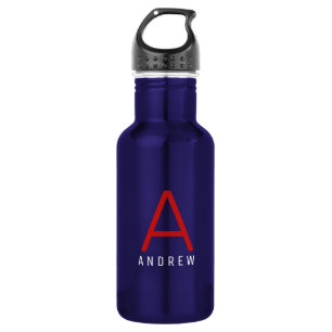 Personalised Modern Simple Red White Blue Monogram 532 Ml Water Bottle