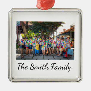 Personalised Modern Simple Reunion Photo Metal Tree Decoration