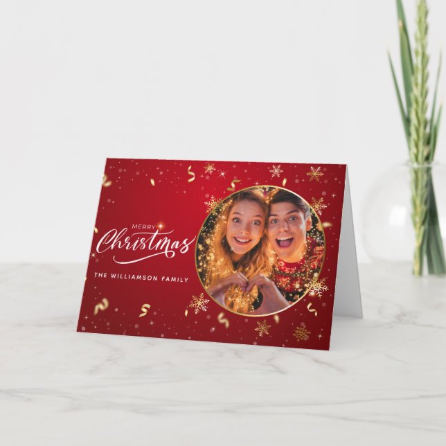 Personalised Modern Single Photo Christmas Card (Front)