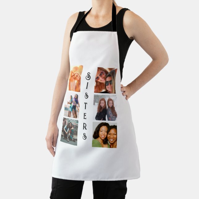 Personalised Modern Sisters 6 Photo Collage Apron (Insitu)