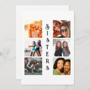 Personalised Modern Sisters 6 Photo Collage Holiday Card