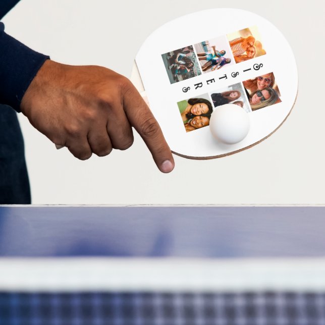 Personalised Modern Sisters 6 Photo Collage Ping Pong Paddle (Insitu)