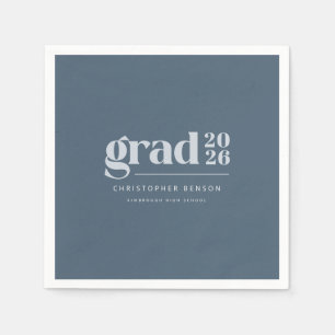 Personalised Modern Slate Blue 2026 Graduation Napkin