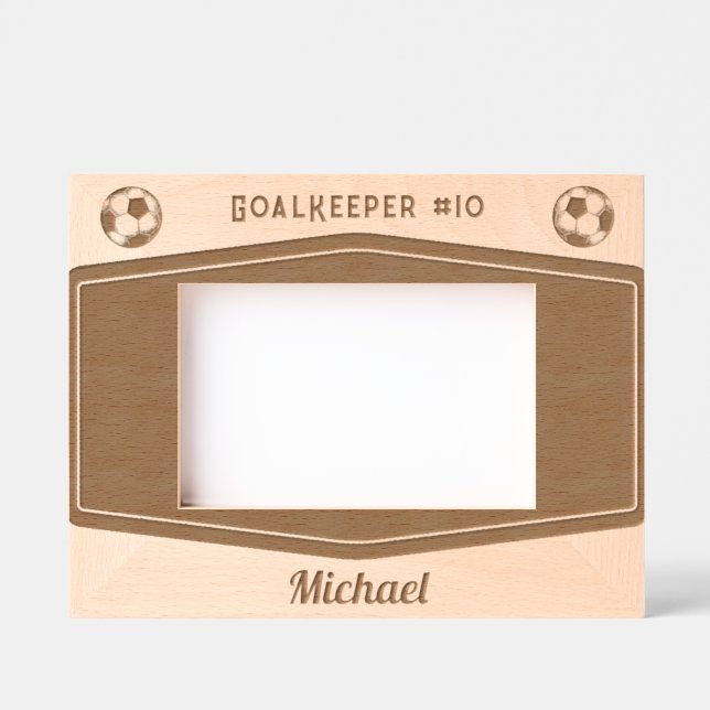 Personalised Modern Soccer Football Monogrammed Etched Frames (Front)
