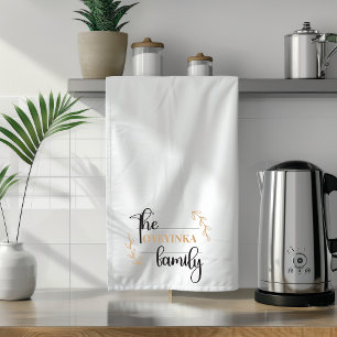 Personalised Modern & Sophisticated Family Name   Tea Towel