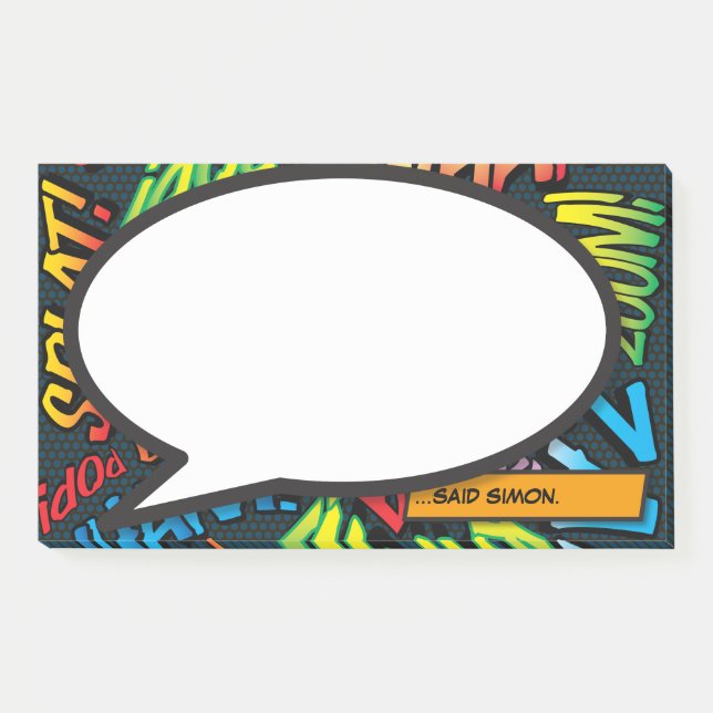 Personalised Modern Speech Bubble Fun Comic Book Post-it Notes (Front)
