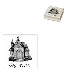 Personalised Modern Spooky vintage Haunted house   Rubber Stamp
