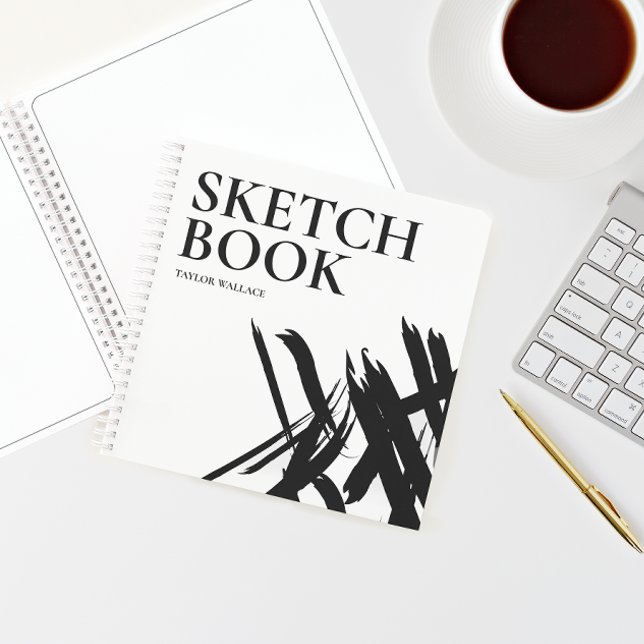 Personalised Modern strokes Sketch Book (Modern strokes, personalized sketch book)
