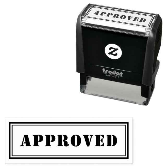 Personalised Modern Stylish Black APPROVED Self-inking Stamp (In Situ)