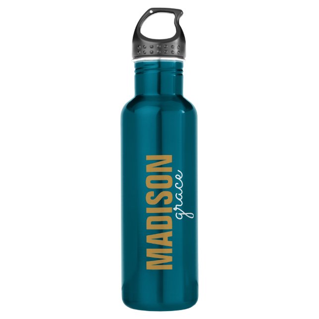 Personalised Modern Stylish Gold Add Your Own Name 710 Ml Water Bottle (Front)