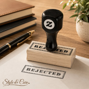 Personalised Modern Stylish Red REJECTED Wood Art Rubber Stamp