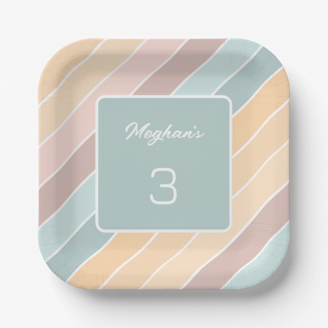 Personalised Modern Summer Vibe Creamy Colours Paper Plate (Front)