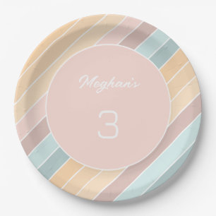 Personalised Modern Summer Vibe Creamy Colours Paper Plate